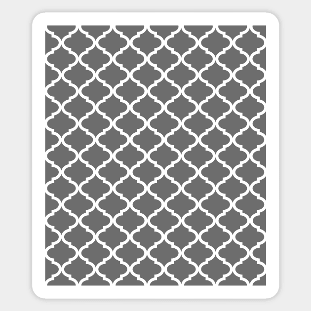 Charcoal Grey and White Quatrefoil Pattern Sticker by dreamingmind